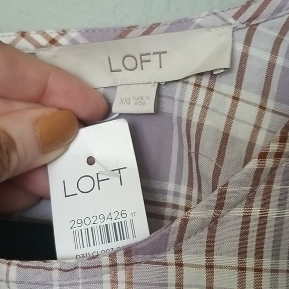 Loft XXL NWT Romantic Cottagecore Pastel Plaid Prairie Flounce Ruffle Blouse Top - Picture 4 of 6